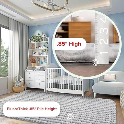 nuLOOM Jeni Silver, 6' x 9', Solid Faux Rabbit, Fluffy and Cozy, High Traffic, Stain Resistant, Easy Clean, Durable Washable Area Rug for Bedroom, Living Room, Dining, Den, Foyer, Entryway