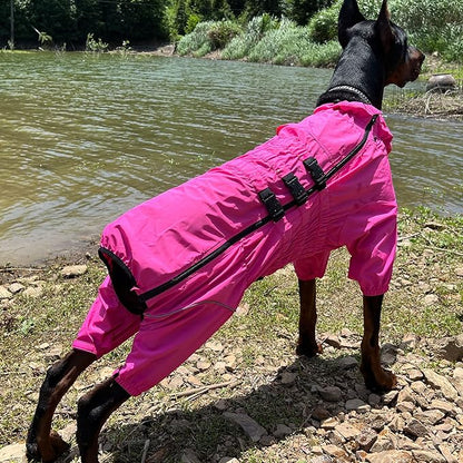 Dogs Waterproof Jacket, Lightweight Waterproof Jacket Reflective Safety Dog Raincoat Windproof Snow-Proof Dog Vest for Small Medium Large Dogs Rosered XS