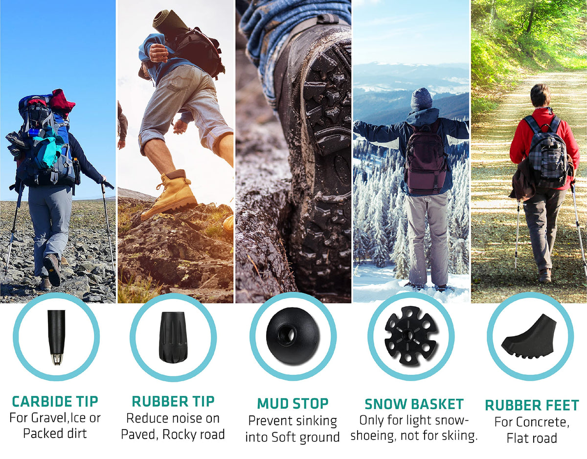 TREKOLOGY Trek-Z Cork Grip Trekking Poles – Lightweight Folding Hiking Poles, Adjustable Height, Compact Travel Design, Aircraft-Grade Aluminum Walking Sticks for Men & Women