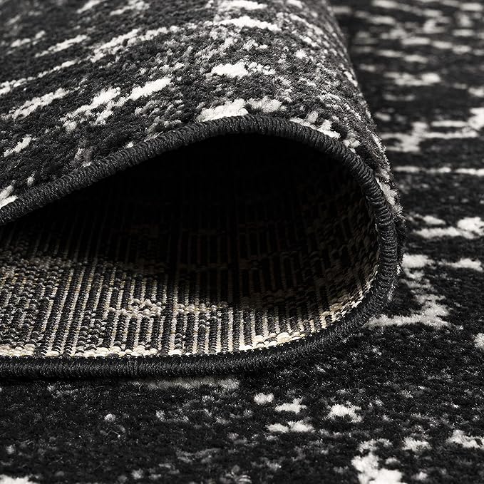 JONATHAN Y Boho Vintage Diamond Black/Ivory Round Area Rug 6 ft, Moroccan Hype for Living Room, Bedroom, Kitchen, Office, Easy-Cleaning, High Traffic, Pet-Friendly, Non-Shedding (MOH101D-6R)