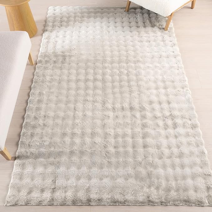 Nuloom Jeni Grey, 5' x 8', Solid Faux Rabbit, Fluffy and Cozy, High Traffic, Stain Resistant, Easy Clean, Durable Washable Area Rug for Bedroom, Living Room, Dining, Den, Foyer, Entryway