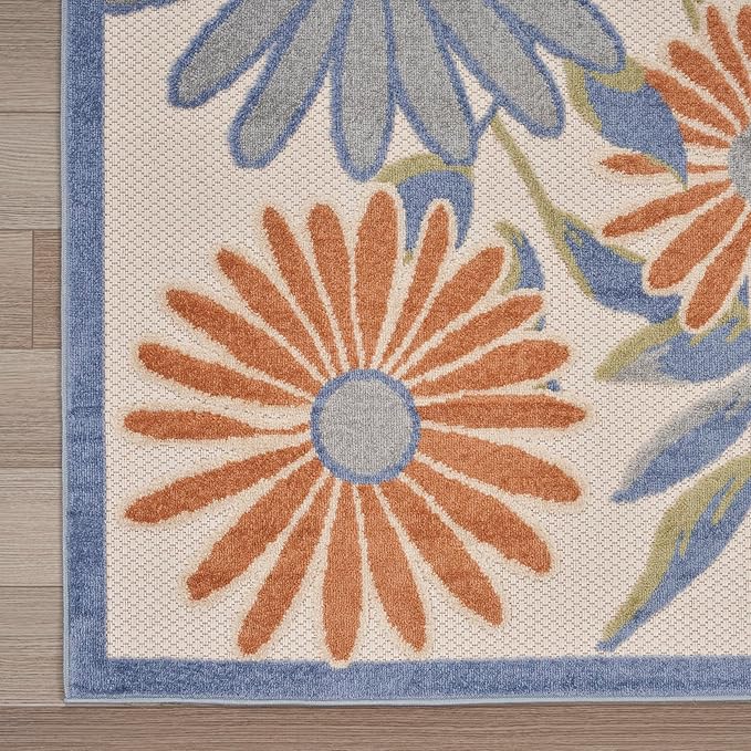 Nourison Home Aloha Beige Multicolor 7'10" x 10'6" Area Rug - Easy Clean, Non Shedding, Bed Room, Living Room, Dining Room, Kitchen (8' x 11')