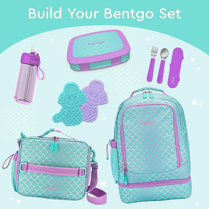 Bentgo Kids Prints Leak-Proof, 5-Compartment Bento-Style Kids Lunch Box - Ideal Portion Sizes for Ages 3-7, Durable, Drop-Proof, Dishwasher Safe, & PFAS & BPA-Free Materials (Mermaid Scales)