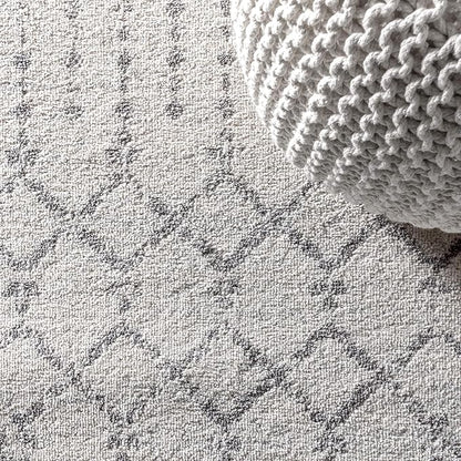 JONATHAN Y Boho Vintage Diamond Cream/Gray Square Area Rug 9X9 ft, Moroccan Hype for Living Room, Bedroom, Kitchen, Office, Easy-Cleaning, High Traffic, Pet-Friendly, Non-Shedding (MOH101B-9SQ)