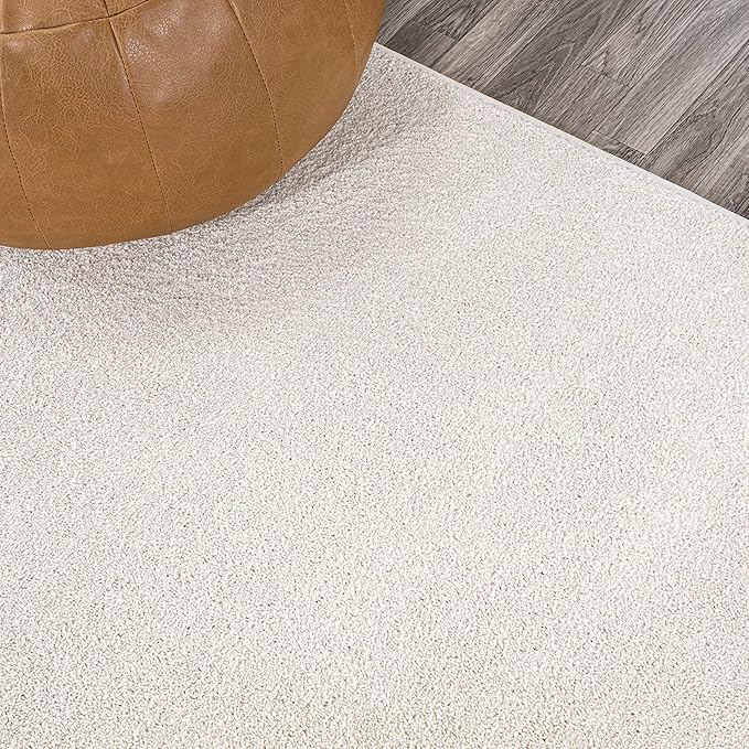 JONATHAN Y Haze Solid Low-Pile Cream Runner Rug 2x10, Coastal,Bohemian,Minimalist,Classic, Easy-Cleaning for Living Room,Bedroom,Kitchen,Pet Friendly,Non-Shedding (SEU100T-210)