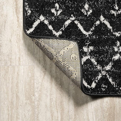 JONATHAN Y Boho Vintage Diamond Black/Ivory Indoor Area Rug 9X12 ft, Moroccan Hype for Living Room, Bedroom, Kitchen, Office, Easy-Cleaning, High Traffic, Pet-Friendly, Non-Shedding (MOH101D-9)