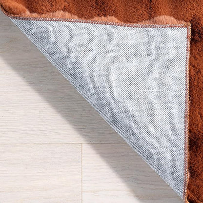 Nuloom Jeni Brick, 5' x 8', Solid Faux Rabbit, Fluffy and Cozy, High Traffic, Stain Resistant, Easy Clean, Durable Washable Area Rug for Bedroom, Living Room, Dining, Den, Foyer, Entryway