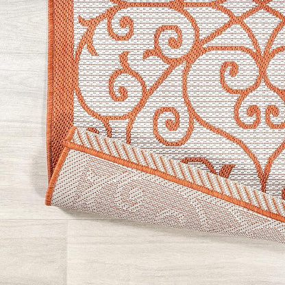 JONATHAN Y Vintage Filigree Indoor Outdoor Area Rug 4X6 Cream/Orange, Madrid Textured Weave for Backyard, Patio, Porch, Easy-Cleaning, High Traffic, Pet-Friendly, Non-Shedding (SMB107L-4)