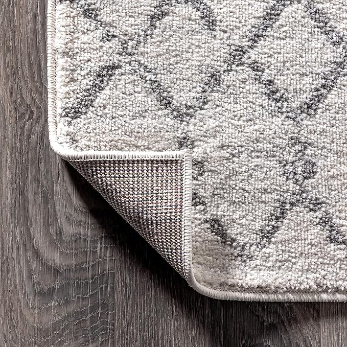 JONATHAN Y Boho Vintage Diamond Cream/Gray Square Area Rug 9X9 ft, Moroccan Hype for Living Room, Bedroom, Kitchen, Office, Easy-Cleaning, High Traffic, Pet-Friendly, Non-Shedding (MOH101B-9SQ)