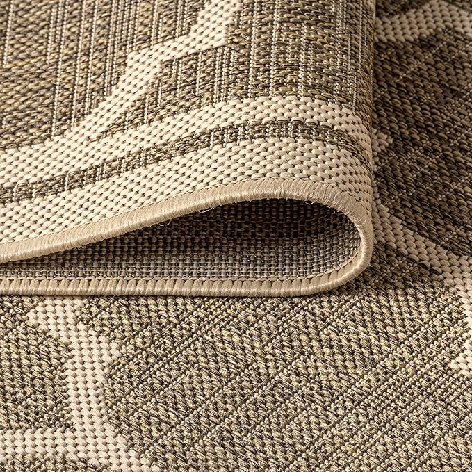 JONATHAN Y Moroccan Trellis Indoor Outdoor Runner Rug 2X20 Brown/Beige, Trebol Textured Weave for Backyard, Patio, Porch, Easy-Cleaning, High Traffic, Pet-Friendly, Non-Shedding (SMB109A-220)
