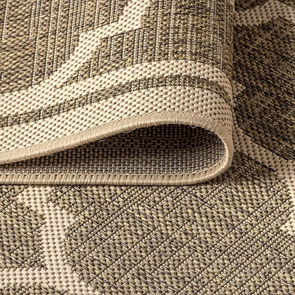 JONATHAN Y Moroccan Trellis Indoor Outdoor Octagon Area Rug 5 Ft Brown/Beige, Trebol Textured Weave for Backyard, Patio, Porch, Easy-Cleaning, High Traffic, Pet-Friendly, Non-Shedding (SMB109A-5TGN)