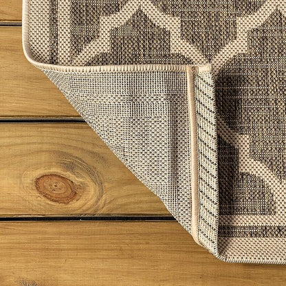 JONATHAN Y Moroccan Trellis Indoor Outdoor Runner Rug 2X20 Brown/Beige, Trebol Textured Weave for Backyard, Patio, Porch, Easy-Cleaning, High Traffic, Pet-Friendly, Non-Shedding (SMB109A-220)