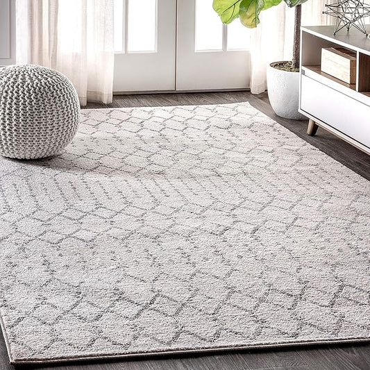 JONATHAN Y Boho Vintage Diamond Cream/Gray Indoor Area Rug 9X12 ft, Moroccan Hype for Living Room, Bedroom, Kitchen, Office, Easy-Cleaning, High Traffic, Pet-Friendly, Non-Shedding (MOH101B-9)