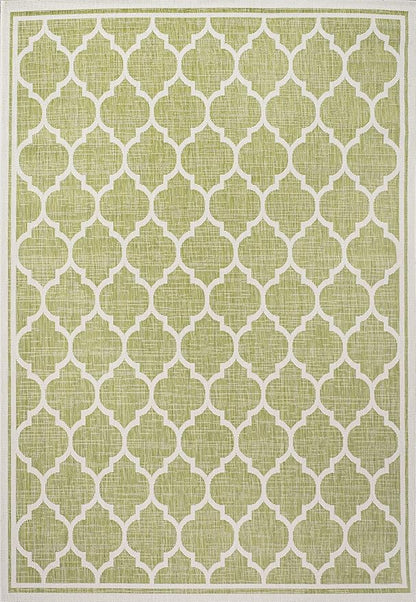 JONATHAN Y Moroccan Trellis Indoor Outdoor Area Rug 8X10 Green/Cream, Trebol Textured Weave for Backyard, Patio, Porch, Easy-Cleaning, High Traffic, Pet-Friendly, Non-Shedding (SMB109G-8)