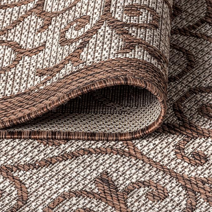 JONATHAN Y Vintage Filigree Indoor Outdoor Area Rug 6X9 Taupe/Espresso, Madrid Textured Weave for Backyard, Patio, Porch, Easy-Cleaning, High Traffic, Pet-Friendly, Non-Shedding (SMB107C-6)