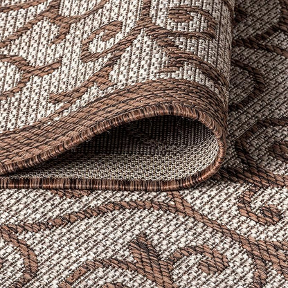 JONATHAN Y Vintage Filigree Indoor Outdoor Area Rug 6X9 Taupe/Espresso, Madrid Textured Weave for Backyard, Patio, Porch, Easy-Cleaning, High Traffic, Pet-Friendly, Non-Shedding (SMB107C-6)